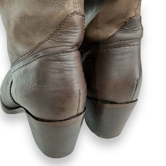 Frye Boots Womens 9.5 B Jane Knee High Tall Cuff Riding Brown Leather 2.75" Heel - Picture 7 of 13